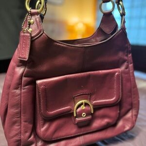 Coach Leather Satchel Purse Medium Tote Coach Storage Bag Rich Burgundy Handbag